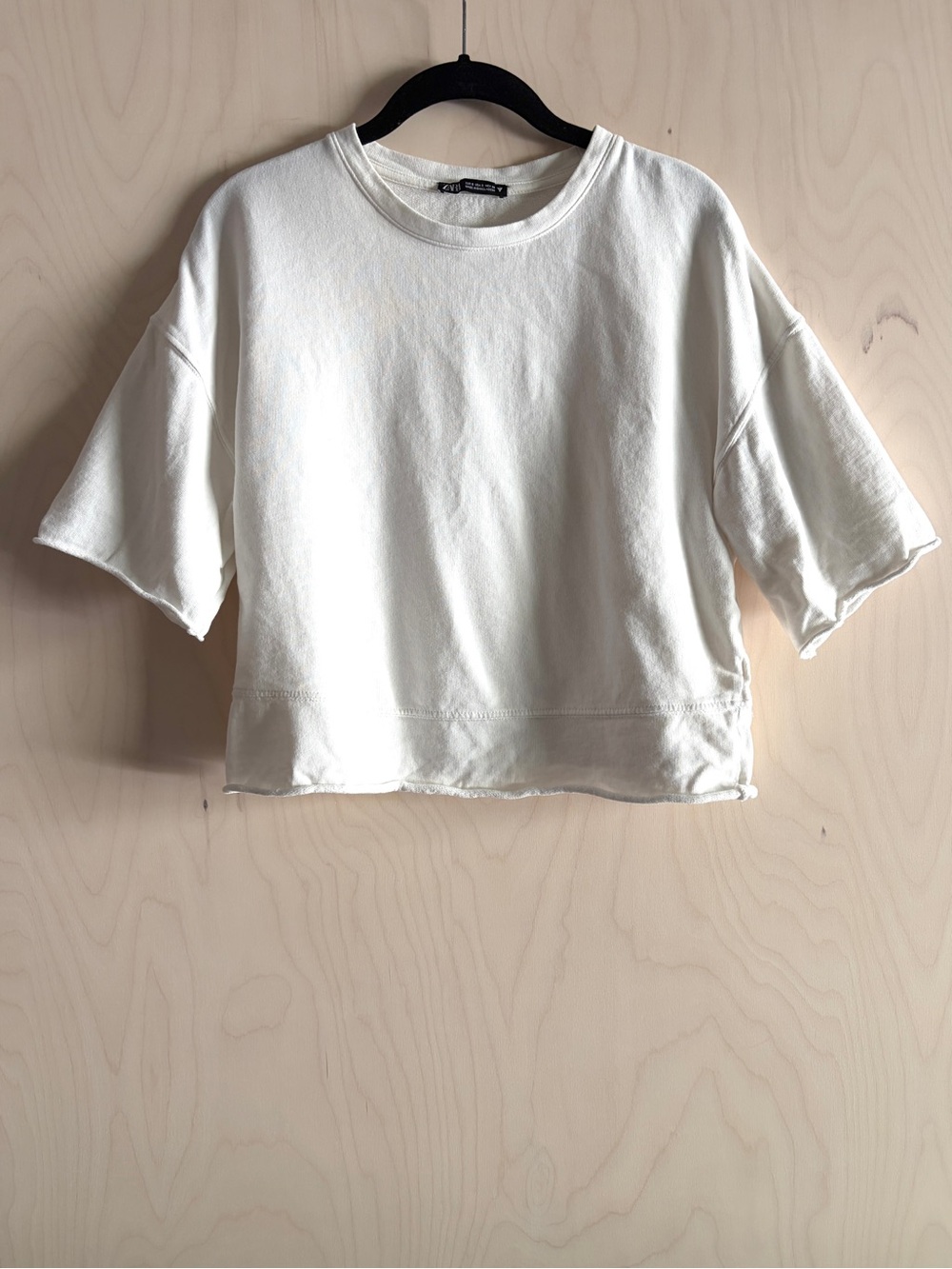 Zara White Cropped Boxy Top
